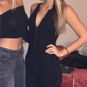 Express Ribbed Black Bodysuit